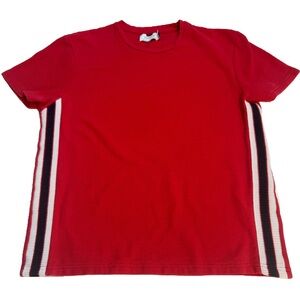 Red Knit Short Sleeve Side Stripe Top Men’s Medium Topman